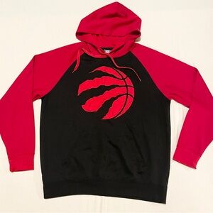 Toronto Raptors NBA Hoodie Men's Large Red Black Raglan Pullover Embroidered